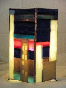colourful lamp made with fused glass