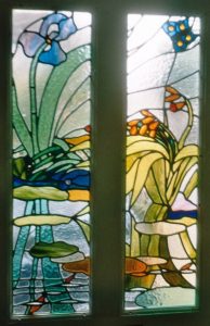 Inspired by the clients garden, a contemporary leaded stained glass design for a front door